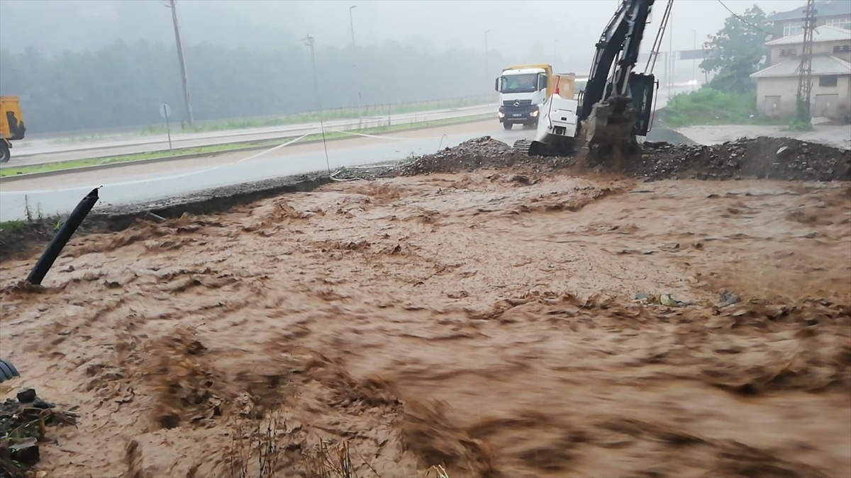 Rize'de etkili olan şiddetli sağanak heyelanlara ve bazı yolların kapanmasına neden oldu