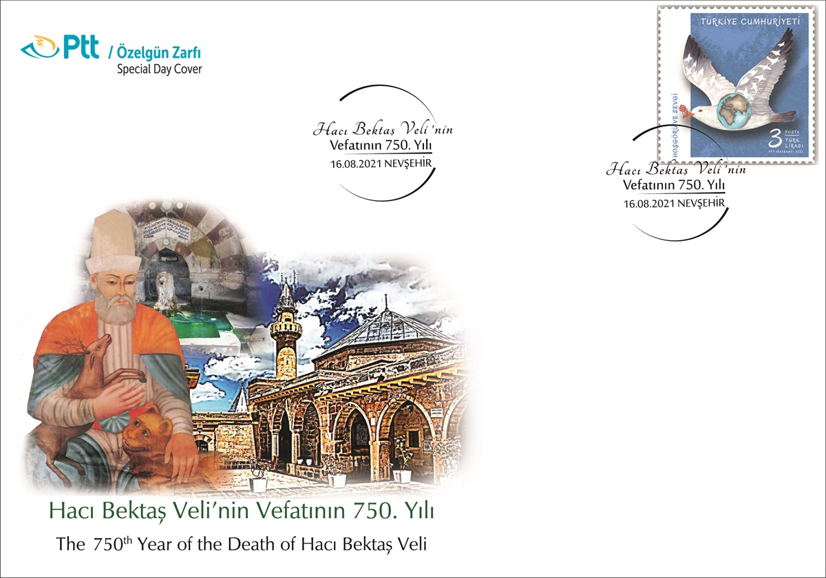 PTT “Hacı Bektaş Veli'nin Vefatının 750. yılı” konulu özel gün zarfını tedavüle çıkardı