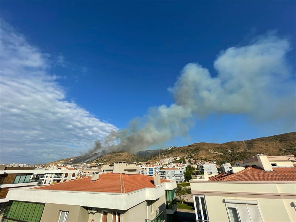 İzmir'de makilik ve otluk alanda yangın çıktı