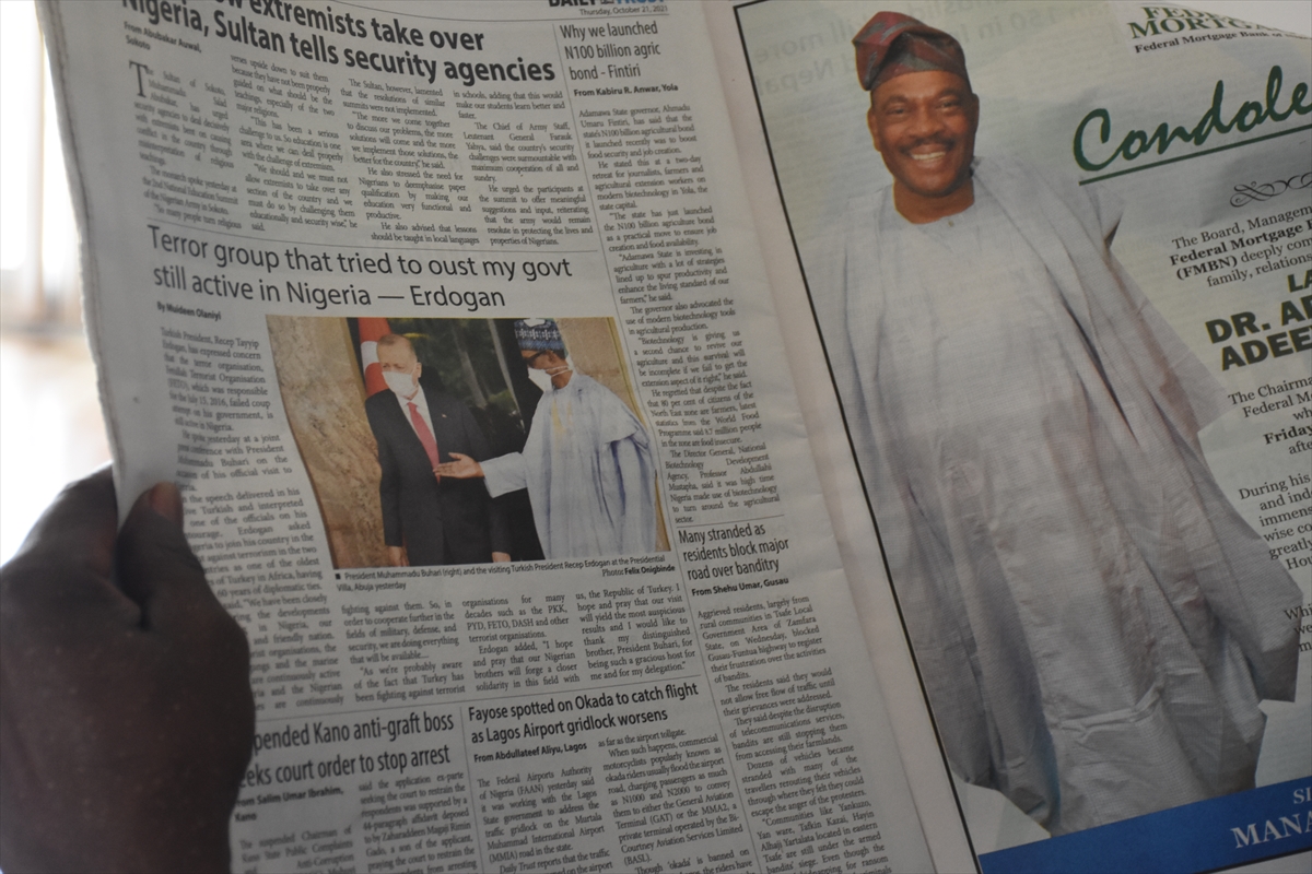 Nijerya basını Cumhurbaşkanı Erdoğan'ın ziyaretini yakından izledi