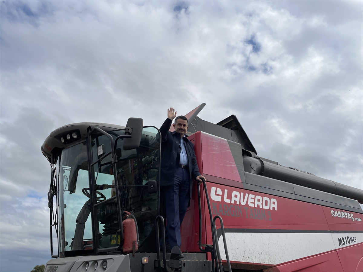 Tarım ve Orman Bakanı Pakdemirli, Çanakkale'de damla sulamayla ekilen çeltiğin hasadına katıldı: