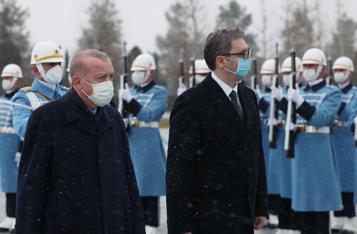 Cumhurbaşkanı Erdoğan, Sırbistan Cumhurbaşkanı Vucic'i resmi törenle karşıladı