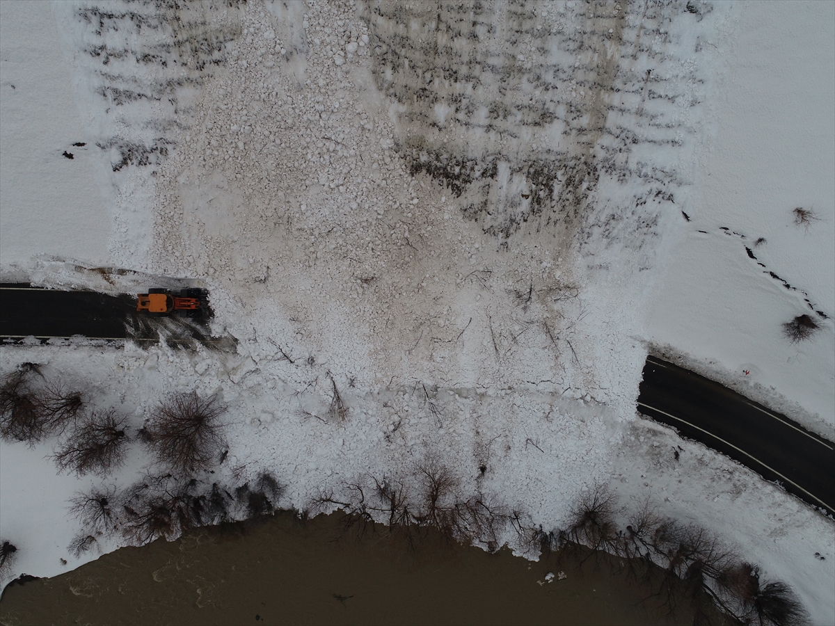 Bingöl'de Karlıova-Yedisu kara yoluna kamyonetin geçtiği sırada çığ düştü