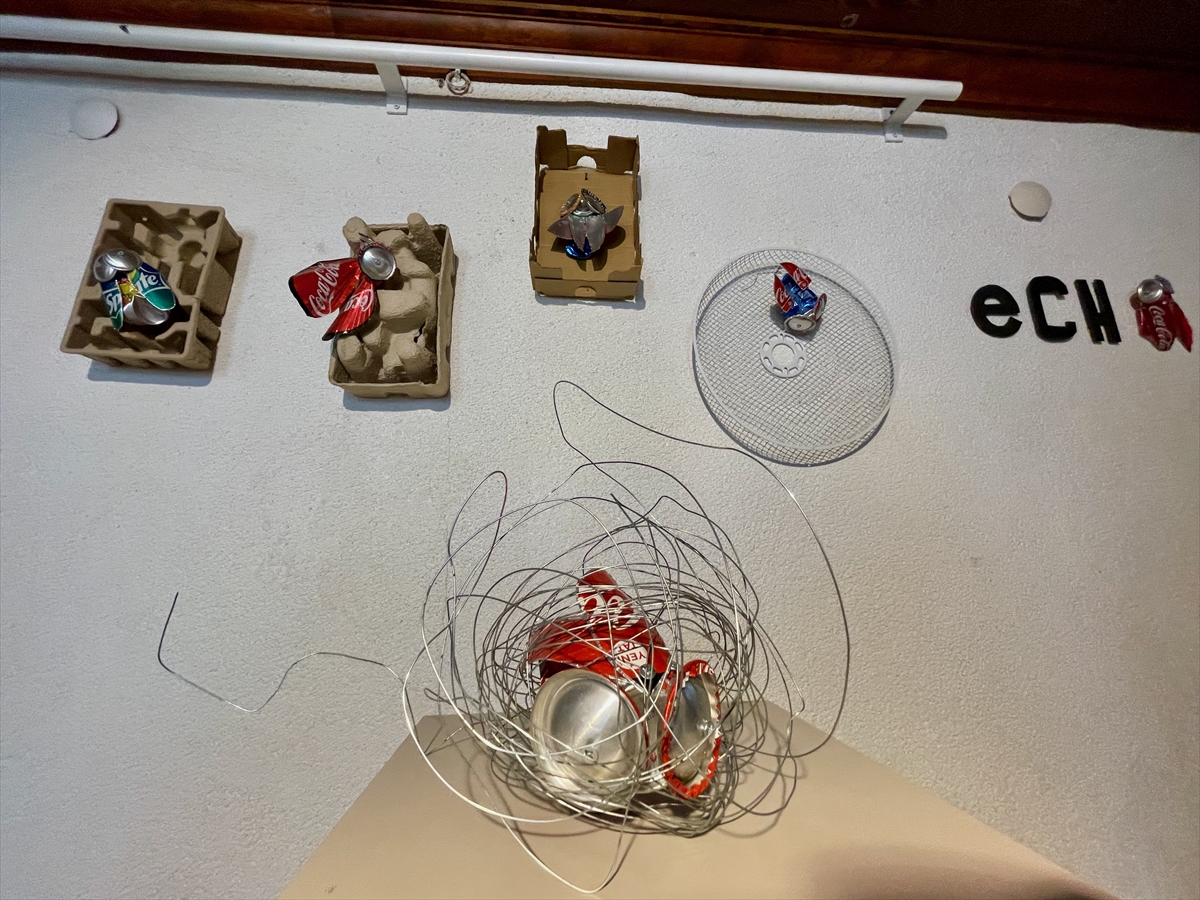 Metal içecek kutularından geri dönüşümle böcek figürleri yapıyor