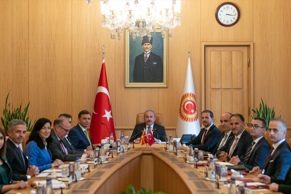 TBMM Başkanı Şentop, Kuzey Makedonya Dışişleri Bakanı Osmani'yi kabul etti