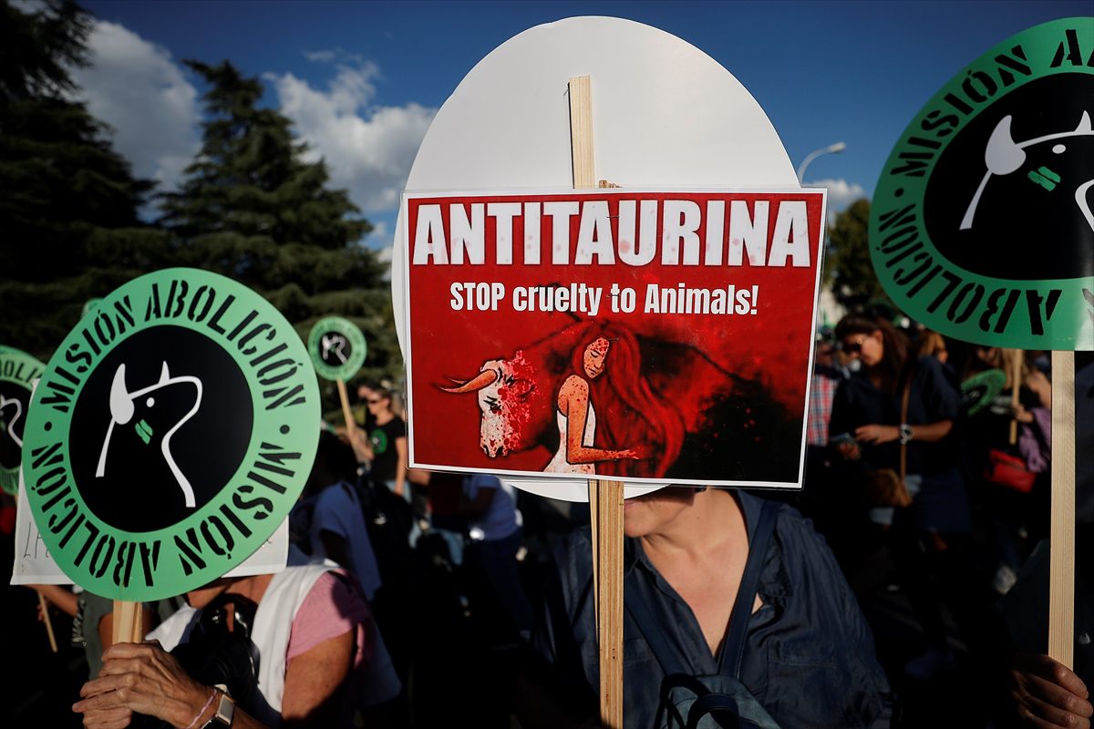 İspanya'da boğa güreşlerinin yasaklanması için Madrid'de gösteri düzenlendi