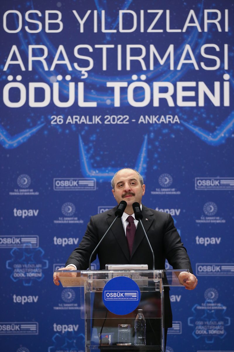 Sanayi ve Teknoloji Bakanı Varank, “OSB'nin Yıldızları Araştırması Ödül Töreni”nde konuştu: