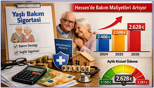 Hessen’de bakım evi masrafları hızla yükseliyor: Kişisel ödemeler 2.600 avroyu aştı