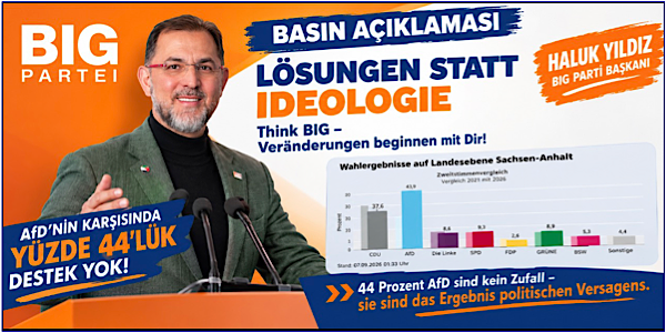 BIG: Almanya’nın sağa değil adalete ihtiyacı var – AfD’nin yüzde 44’lük yükselişi yanlış politikaların sonucudur