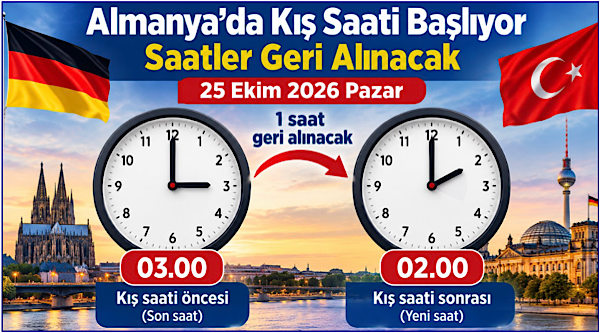 Almanya’da Kış Saati 25 Ekim’de Başlıyor: Saatler Bir Saat Geri Alınacak